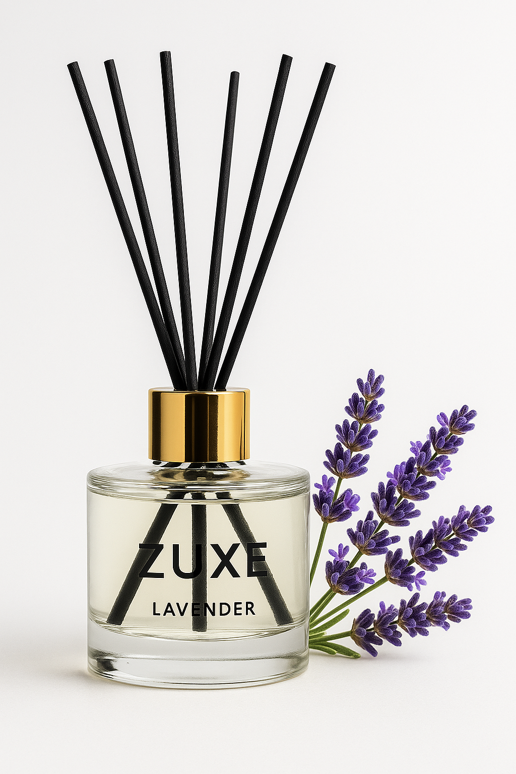 ZUXE 50ml Midnight LAVENDER Reed Diffuser Set | Free 6 Fiber Reed Sticks | Stress Relief & Aromatherapy | Long-Lasting, Smoke-Free Air Freshener for Home, Bedroom & Office | Ideal for Gifting
