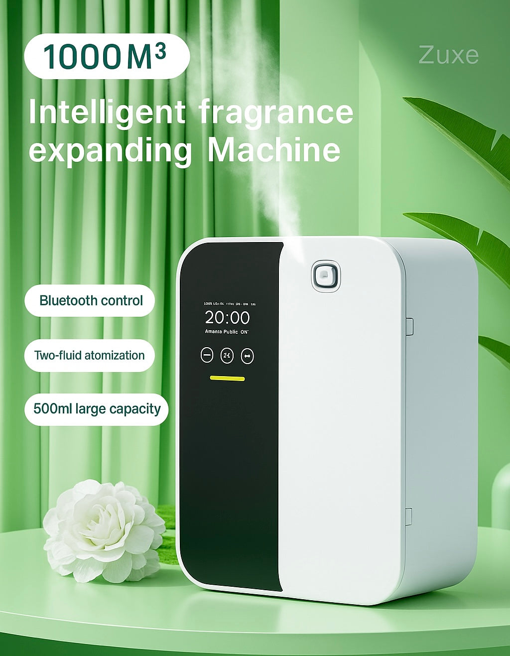 ZUXE 500ml Water Tank Aromatherapy Diffuser Car Air Freshener Essential Oil Diffuser Waterless USB Auto Aromatherapy Nebulizer (US Plug 100‑240V)