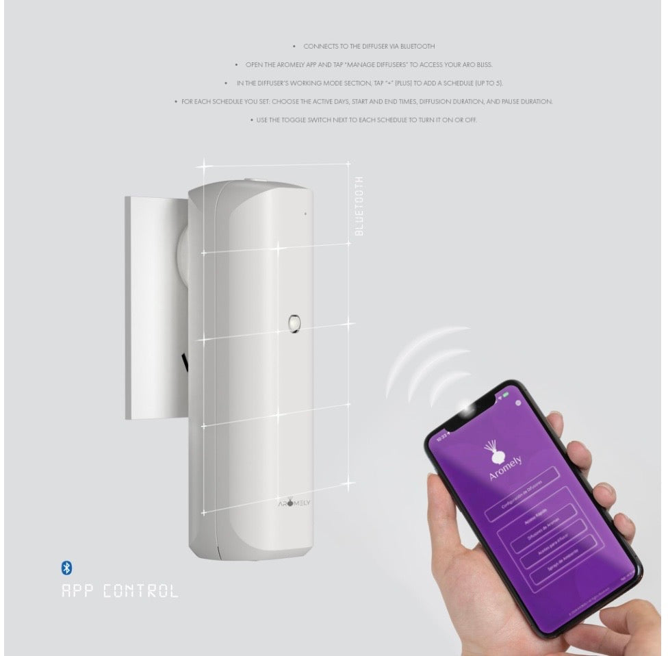 ZUXE Bliss Plug in Oil Diffuser, Smart Bluetooth Scent Diffuser, Waterless Aromatherapy, Ideal for Hotel Rooms, Bathrooms & Small Offices, App Controlled Perfect Aroma Diffuser Up to 500 SQFT